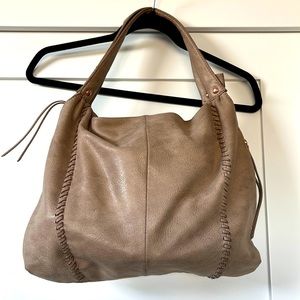 Hobo purse shimmery leather with rose gold